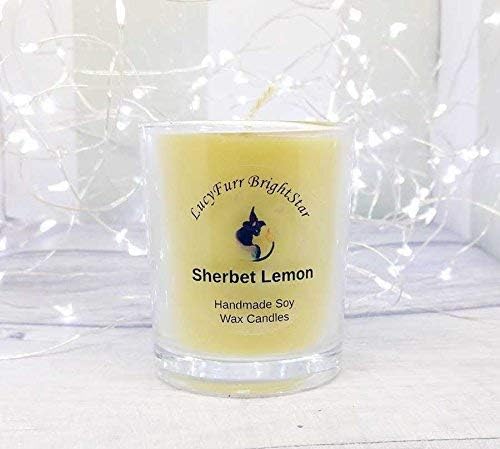 Sherbet Lemon Handmade Soy Wax Candle in Glass Container