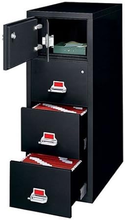 Amazon Com Fireproof Three Drawer Vertical File With Safe 32 D Putty Parchment Home Kitchen