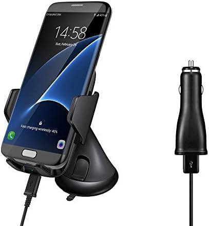 KXN Dashboard &amp; Windshield Wireless Fast Charge Car Mount For iPhone X/8/8 Plus/7/7Plus and More Smartphones