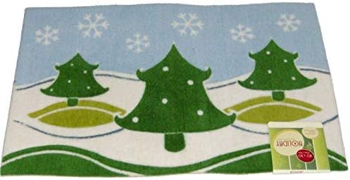 Holiday Door Mat Snowy Hills &Amp; Trees Plush Throw Accent Rug