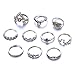 Dolland 10 PCS Ancient Silver Ring Ornaments Retro Geometric Arrows Ring Diamond ring