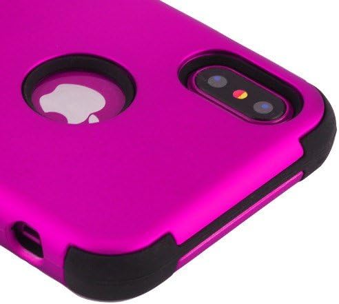 Kaleidio Case for Apple iPhone Xs, X [TUFF] 3-Piece Armor Protector [Shockproof] Dual Layer Impact Rubber Cover [Pink]