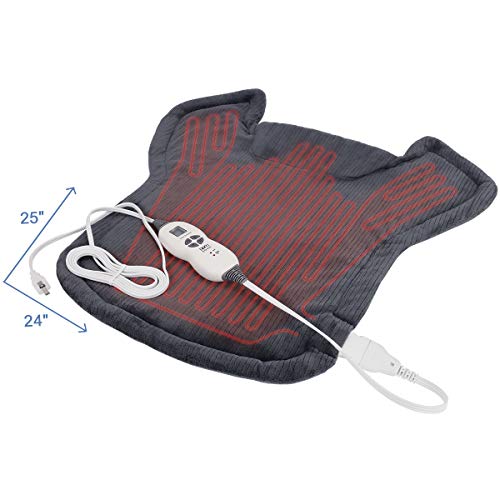 Tech Love XL Electric Shoulder Heating Pad for Neck Shoulders and Back Pain Relief with Fixation Strap Moist Heat Pad Wrap with Auto Shut Off 24â€ x 25â€ - Charcoal Gray