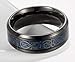 LEEYA NL12 8mm Tungsten Carbide Ring Silvering Celtic Dragon Blue Carbon Fibre Inlay Wedding Band Size 6-13 (11, Black)