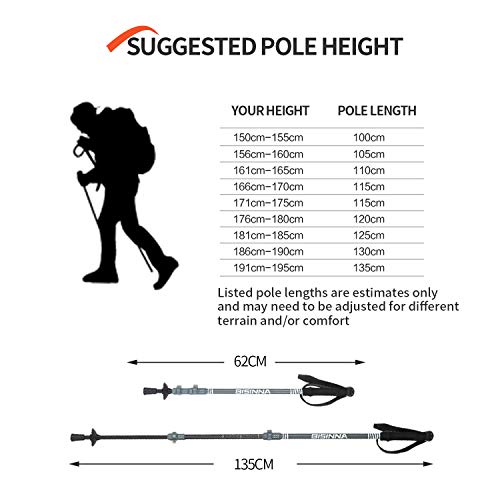 BISINNA Hiking Trekking Poles-2 Pack Adjustable Ultra Strong & Lightweight Aluminum 7075 Collapsible Hiking/Walking Sticks with EVA Grips, Quick Locks, 4 Season/All Terrain Accessories and Carry Bag