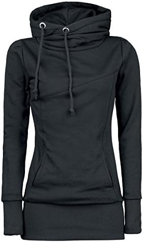 Women's Draw String Beam Waist Korean Style High Neck Cotton Hoodie Sweatshirt Top