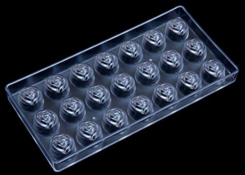 Polycarbonate Chocolate Mold by NuEmporia for Pralines, Truffles, Sweets, Candies, Bonbons. Rose Shape. Food Safe, BPA-Free Polycarbonate Plastic.