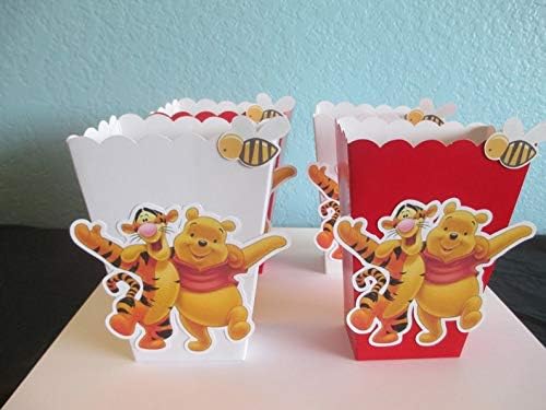 Winnie The Pooh Popcorn Boxes(10) Pooh Favor Bags,Winnie The Pooh Treat Bags,Winnie The Pooh Party Bags,Pooh Bear Goody Bags,Pooh Party Bags