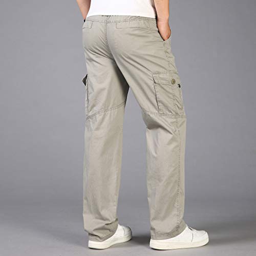 Mens Sweatpants, F_Gotal Men’s Casual Multi-Pocket Plus Size Overall Sports Running Jogger Pants Trouser with Pockets Khaki - Thumbnail 2