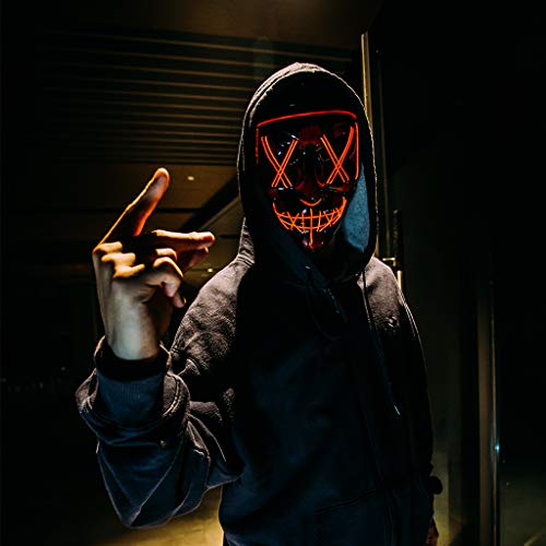 Halloween Masks for AdultsLed Purge Mask Light Up MaskHalloween Mask Led Mask Scary Halloween Mask for Halloween - Thumbnail 6