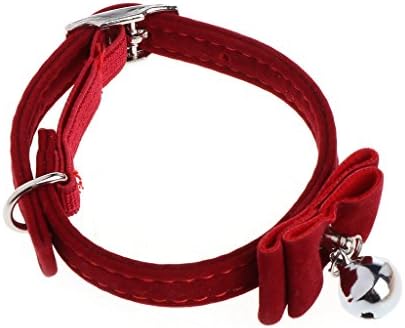 Chaunce Safety Elastic Bowtie with bell small dog cat collar safe soft velvet pet Products dog collar (Red)