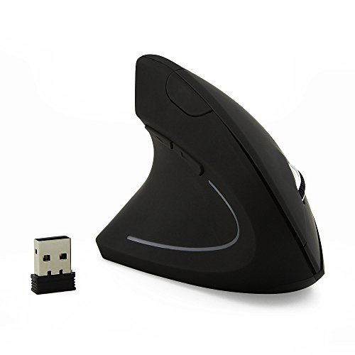 CHUYI Left Hand Mouse 2.4GHz Wireless Vertical Ergonomic Mouse 1600 DPI Optical Mouse 6 Buttons Portable Office Gaming Cordless Mice With A USB Receiver For PC Computer Laptop
