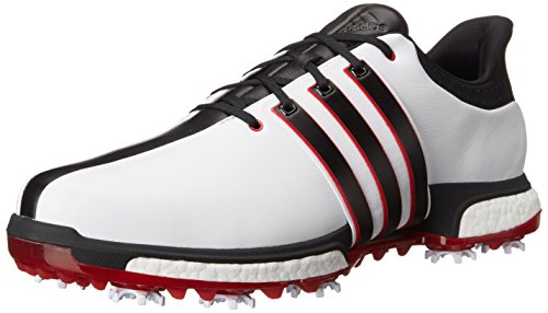 adidas Golf Men's Tour360 Boost Spiked Shoe,White/Black/Power Red,9.5 US