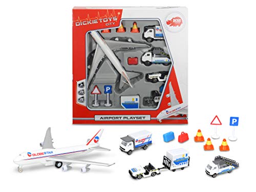 DICKIE 186390 Toys Flughafen Spielzeugset, Airport Set bestehend aus 3 Autos, 1 Flugzeug, Zubehör, gesamt 13 Teile, für Kinder ab 3 Jahren – Bild 8
