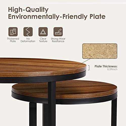image for amzdeal Coffee Table for Living Room, Set of 2 Nesting Side Coffee Tab