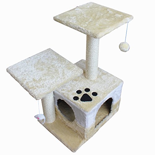 America Phoenix 30-inch Newest Cat Tree Condo Furniture Scratch Post Perch Post Pet House Perch Activity Trees, Beige