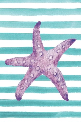 R.e.a.d Purple Starfish Watercolor Stripe Journal: Blank Sketchbook Artist Notebook with Unlined Drawing Pap PPT