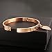 JINHUI Gold Bangles Bracelets for Women, Love Heart Dangle Charm Dainty Women’s Bangles Bracelets Hollow out 18K Plated Engraved Stainless Steel 6.5” (rosegold)