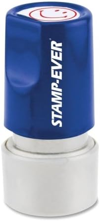 Wholesale CASE of 25 - U.S. Stamp &amp; Sign Pre-inked Smiley Face Stamp-Round Stamp, Pre-Inked, "Smiley Face", 3/4" Diam, Red
