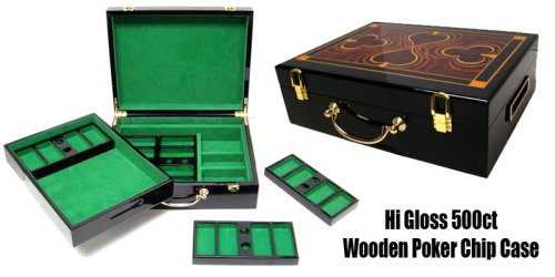 Heavy Weight 500 Ace Casino Poker Chip Set with High Gloss Wooden Case - Thumbnail 4