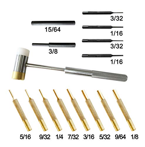 HimaPro Punch Set with Brass, Steel, Plastic Punches and a Dual Head Hammer for Gunsmithing