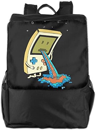 Rongyingst Gamer Vomit Pixel Messenger Bag Shoulder Backpack Travel Hiking Rucksack For Womens Mens Boys Girls School Bookbags One Size
