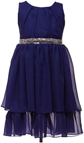 Petite Adele Big Girls Royal Blue Chiffon Sequence Junior Bridesmaid Dress 11-12