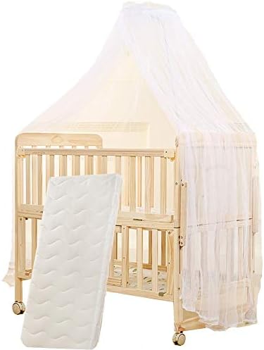 XJJUN-Rocking Crib Rocking Crib Double Layer Universal Wheel Anti-Mosquito Stable Wood No Spray Paint Large Storage Layer, 3 Styles, 2 Sizes (Color : C, Size : 124X68X98CM)