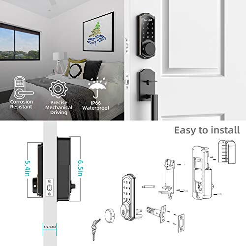 [2022 Pro] Smart Lock Front Door, Keyless Entry Door Lock with Keypad