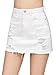Verdusa Women's Casual Distressed Fray Hem A-Line Denim Short Skirt White M