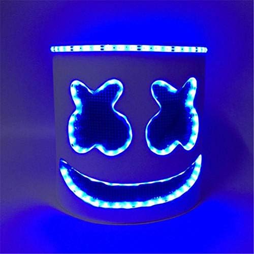 foreverwen DJ Mask Marshmallow Mask LED Music Festival Helmets Novelty Costume Party Mask Rubber Latex Rubber Latex Mask