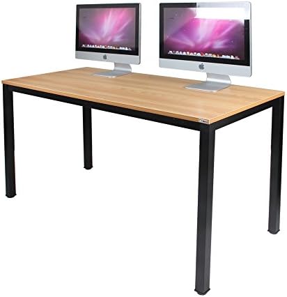 SogesHome 55 inches Computer Desk Office Desk Gaming Desk PC Desk Coner Computer Table Writing Table Workstation, for Home Office Use, Teak and Black, AC3BB-140-SH