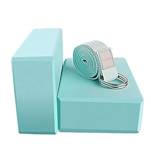 Minear Yoga Blocks Set 2 Yoga Stones 1 Yoga Strap Soft Non-Slip Density EVA Pilates Foam Stone for Women Meditation Improve Strength and Balance