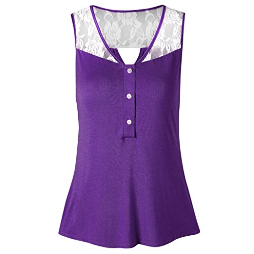 Click Here to See More Images NREALY Women Casual Summer Lace Patchwork Shirt Sleeveless Vest Tank Tops Blouse