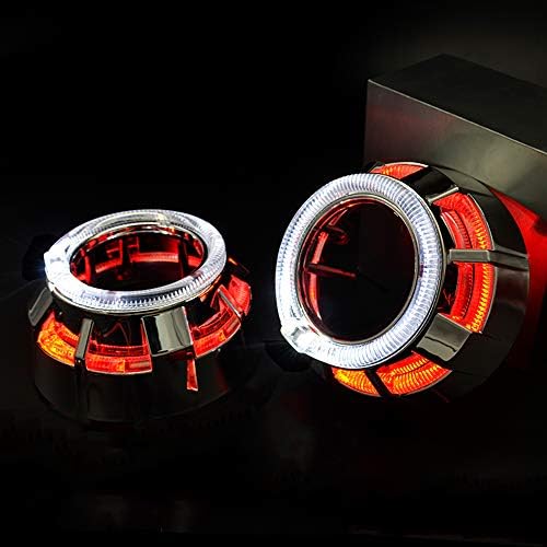 YUFANYA 2.5Inch Dual Led Angel Eyes Projector Lens Shrouds DRL COB Halo Ring for Car Headlight Hid Projector Lens Retrofit