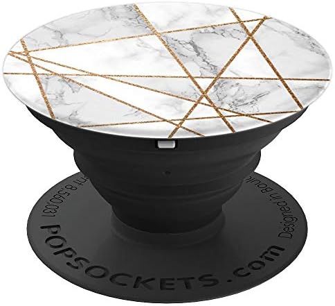 Gold Geometric White Marble Pop Socket - Pattern Series - PopSockets Grip and Stand for Phones and Tablets
