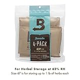 Boveda for Herbal Storage | 62% RH Humidity Control Pack | Size 67 for Use With Up to 1 Pound (450 Grams) | Prevent Terpene Loss Over Drying and Molding | 4-count Resealable Bag