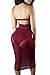 Pink Queen Women's Bandage Bodysuit Mesh Midi Skirts Set Halter Sheer Dress, Size Large, Red