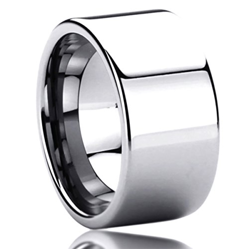 12MM Stainless Steel Mens Rings Bulky Wide Comfort Fit Plain Wedding Bands SZ: 9