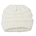 Wholesale Women's Beanie Tail Hats Ponytail Beanie Hats Soft Stretch Cable Knit Messy High Bun Knit Beanies Warm Winter Chunky Skull Cap for Sports Outdoor White