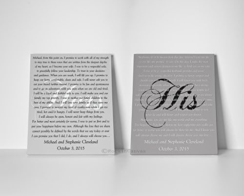 Set of 2 canvas vows Framed vows Cotton Anniversary Gift Canvas Wedding Lyrics, His and Hers, Mr and Mrs, Wedding Canvas Photo Decor Words