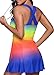 crazycatz Womens Printed Swimdress and Boyshort Rainbow Print