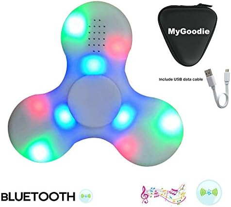 My Goodie LED Light MINI Bluetooth Audio Fidget Hand Spinner Music Speaker,Perfect For ADD,ADHD,Autism and Pressure Relief Killing Time Finger Toy (White)