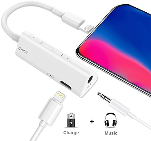 Lightning to 3.5 mm Headphone Jack Adapter ,Onlier Iphone 8 Adapter &amp; Splitter 2 in 1 Lightning Charger Cable Earphone Adapter for Iphone X / 8 / 8 Plus / 7 / 7 Plus