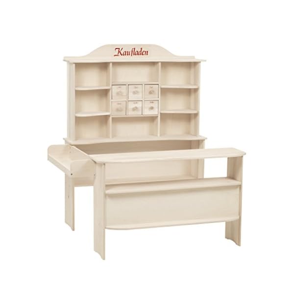 roba Kaufladen, großer Kinder Kaufmannsladen, inkl. Kaufladenzubehör, Holz natur, Verkaufsstand 6 Schubladen, Theke & Seitentheke – Bild 3