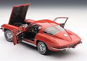 1963 Chevrolet Corvette Sting Ray Split Window Riverside Red 1/18 by Auto Art Diecast Model Cars