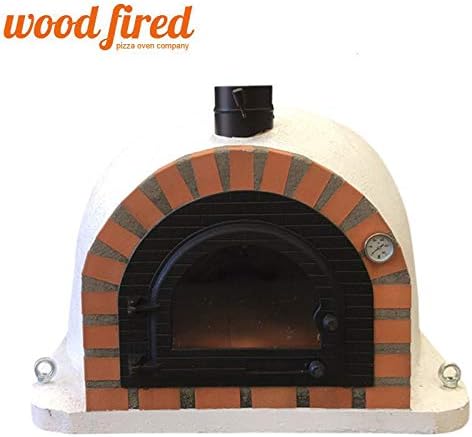 White Pro-Deluxe Cast Door Wood Fired Pizza Oven Orange Arch, 90cm