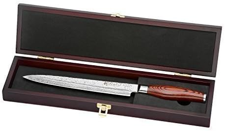 Wakoli premium Damascus Kitchen Knife (Slicing Knife) blade 8-inch Japanese Damascus Steel Vg-10, pakka wood handle, come with Wooden Box, Wakoli chef’s knife Premium Series