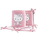 Bedtime Originals Hello Kitty Luv Hearts 4 Piece Crib Bumper, Pink/White