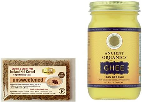 100% Organic Ghee from grass-fed cows, 8oz &amp; Grain Free Instant Hot Cereal Trial Size